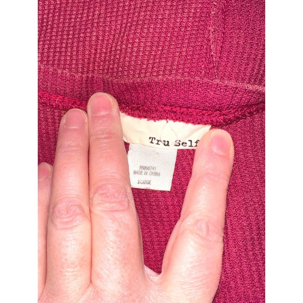 Tru Self Raspberry/wine long sleeve top featuring a soft textured ribbed fabric - Picture 5 of 5
